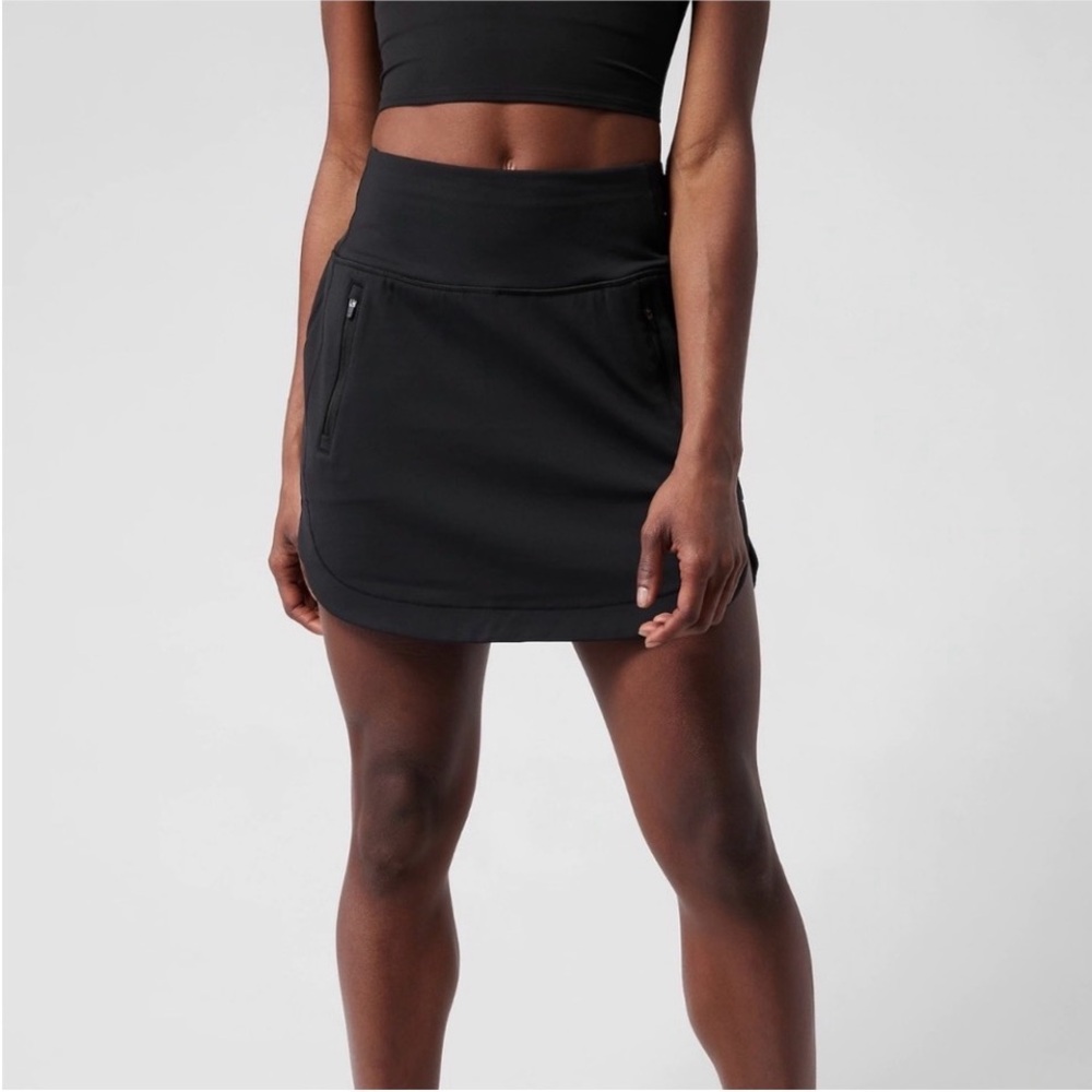 Athleta Black Performance Skort with Zip Pockets